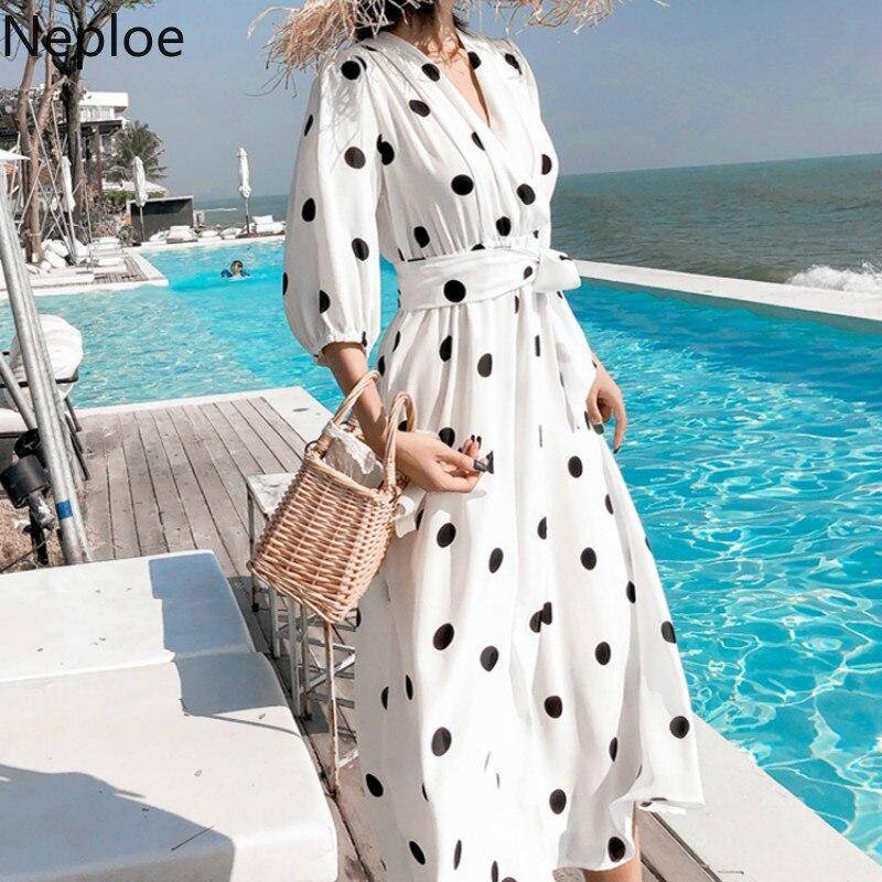 robe a pois manche longue