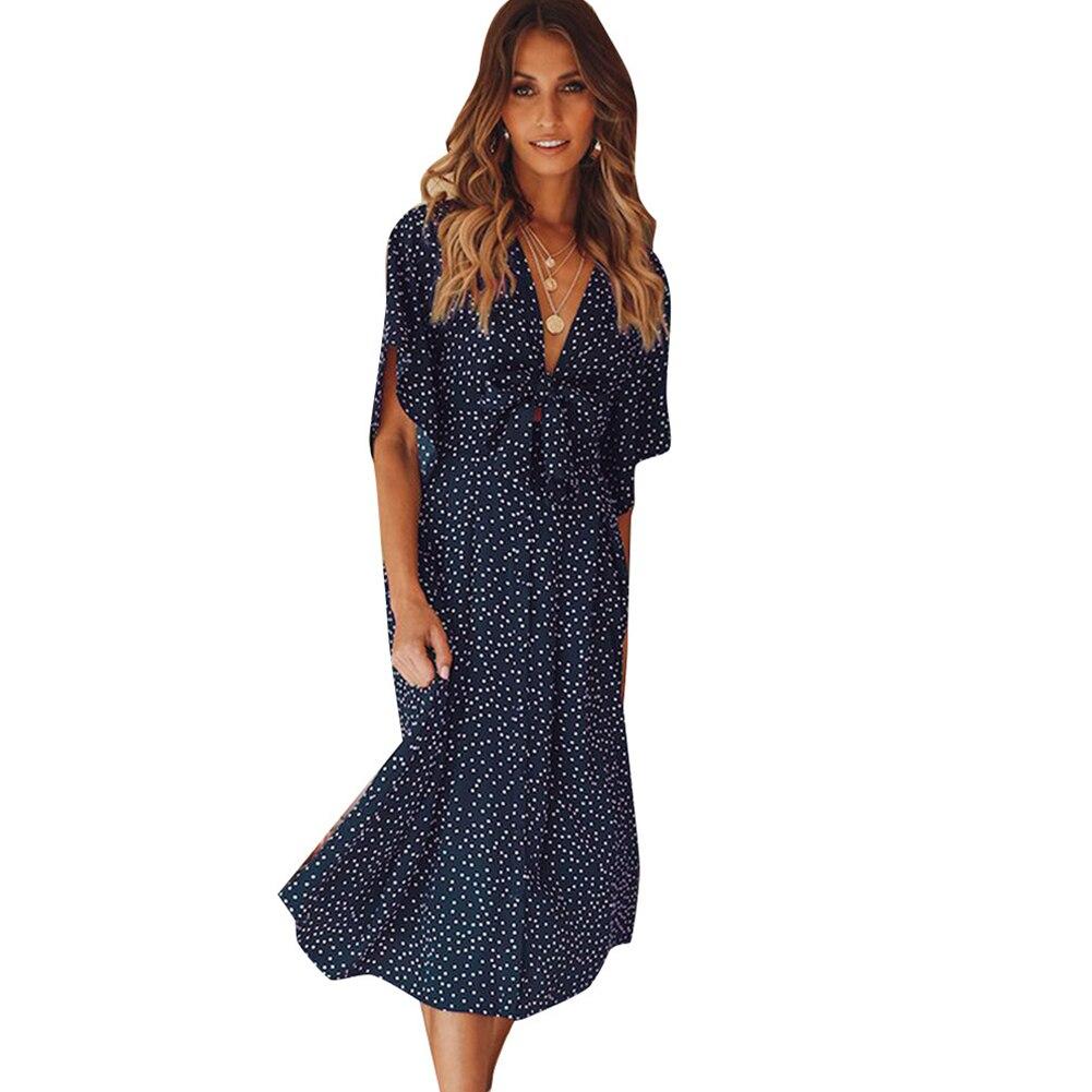 Robe à Pois#robe bleu à pois blanc#Robe à Pois Bleu à Pois Blanc - coccinelle-paradis