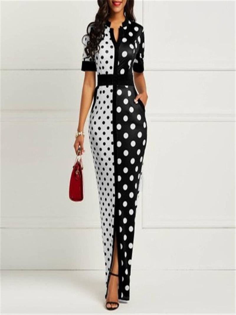 robe courte femme a pois noir et blanc