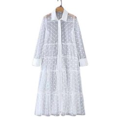 Robe Longue A Pois Chemise Femme