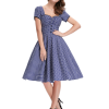 Robe Bustier Bleu À Pois Année 50