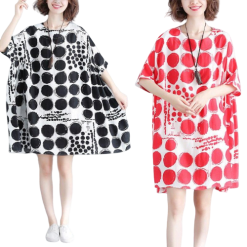 Robe Poncho Plage À Pois Courte Silhouettes Coton