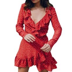 Robe Manche Longue A Pois Tunique En Mousseline