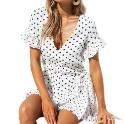 Robe A Pois Courte Soiree Moulante