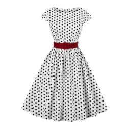 Robe A Pois Ceinture Vintage Femme