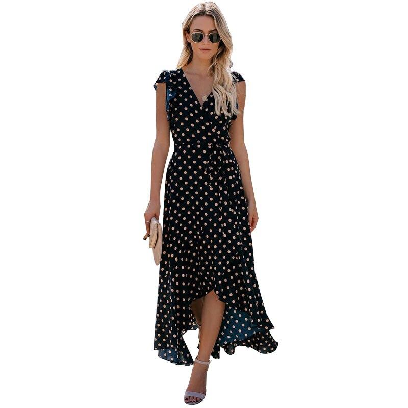 Robe à Pois##Robe à Pois Volants Manches Glamour Swag Sandales - coccinelle-paradis