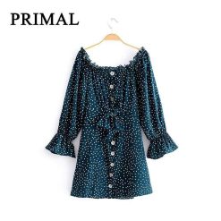 Robe A Pois Courte En Soie