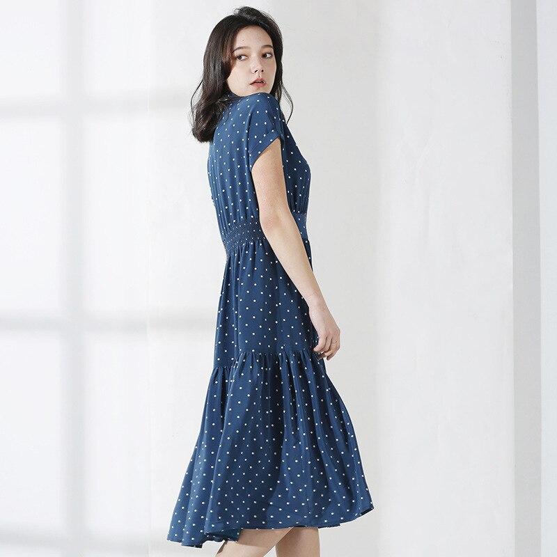 robe a pois fluide mango bleue marine