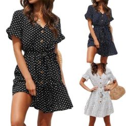 Robe A Pois Courte En Soie A Style Guinguette