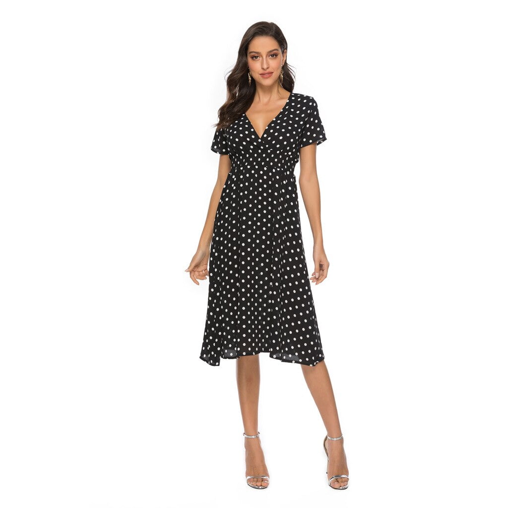 Robes à Pois Courtes##Robe à Pois Courte Maxi Guipure Bureau - coccinelle-paradis