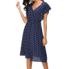 Robe Col V Été À Pois Courte