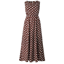 Robe Longue Marron À Pois