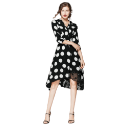 Robe Asymétrique Courte Devant Longue Derrière À Pois