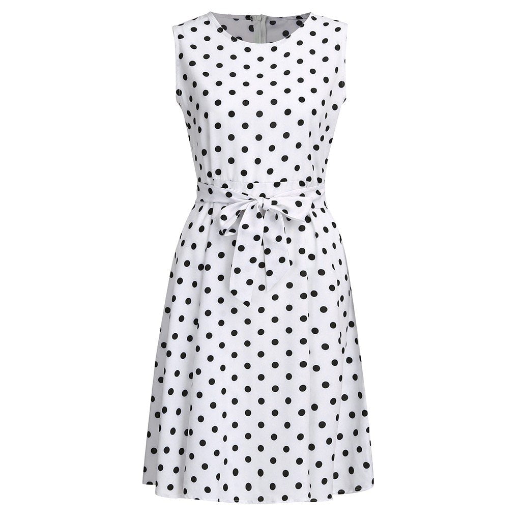 bon prix femme robe blanc noir a pois