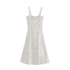 Robe À Pois Courte Blanche À Pois Noir