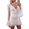 Robe A Pois Courte De Soiree Blanche