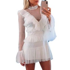Robe A Pois Courte De Soiree Blanche