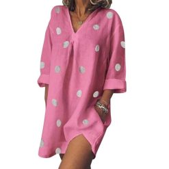 Robe Manche Longue A Pois Noire Avec En Dentelle