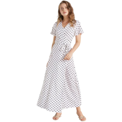 Robe Longue À Pois Parapluie Blanc