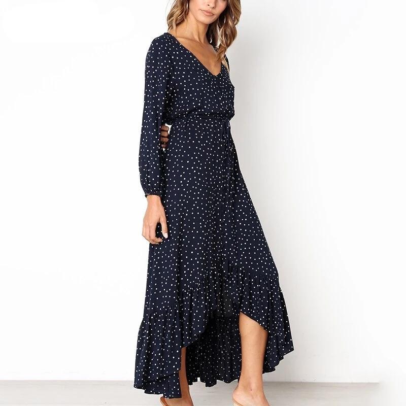 Robe à Pois##Robe à Pois longue Automne Broderie - coccinelle-paradis