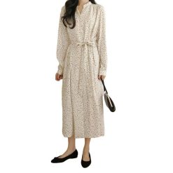 Robe Longue A Pois Grosses Ceintures Femme