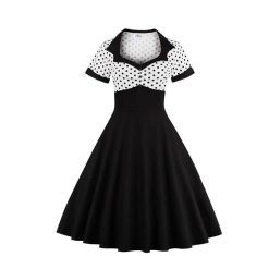 Robe A Pois Courte Trapeze Vintage