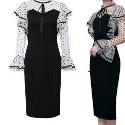 Robe Longue A Pois De Mariee Moulante