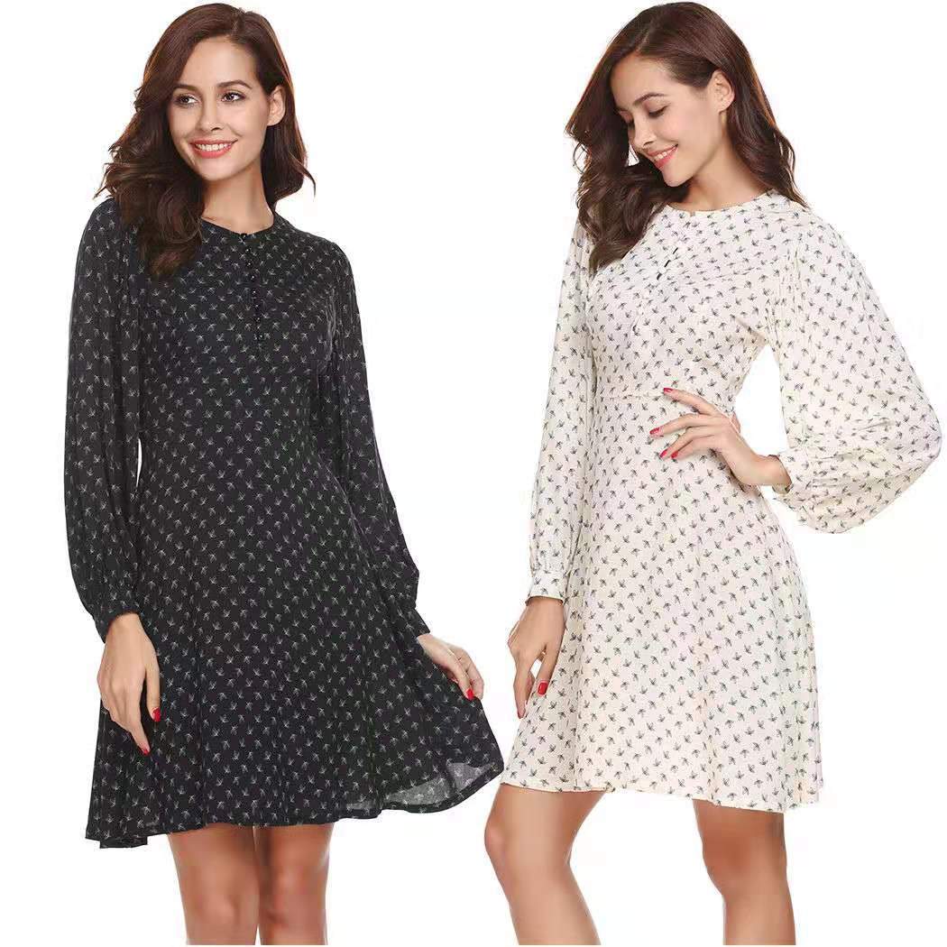 Robes à Pois Courtes##Robe à Pois Courte Mannequin Manches Longue chemise - coccinelle-paradis