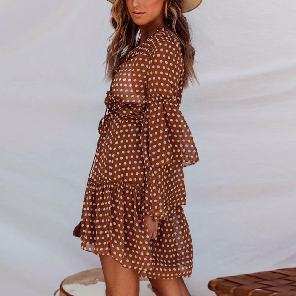 robe marron a pois femme