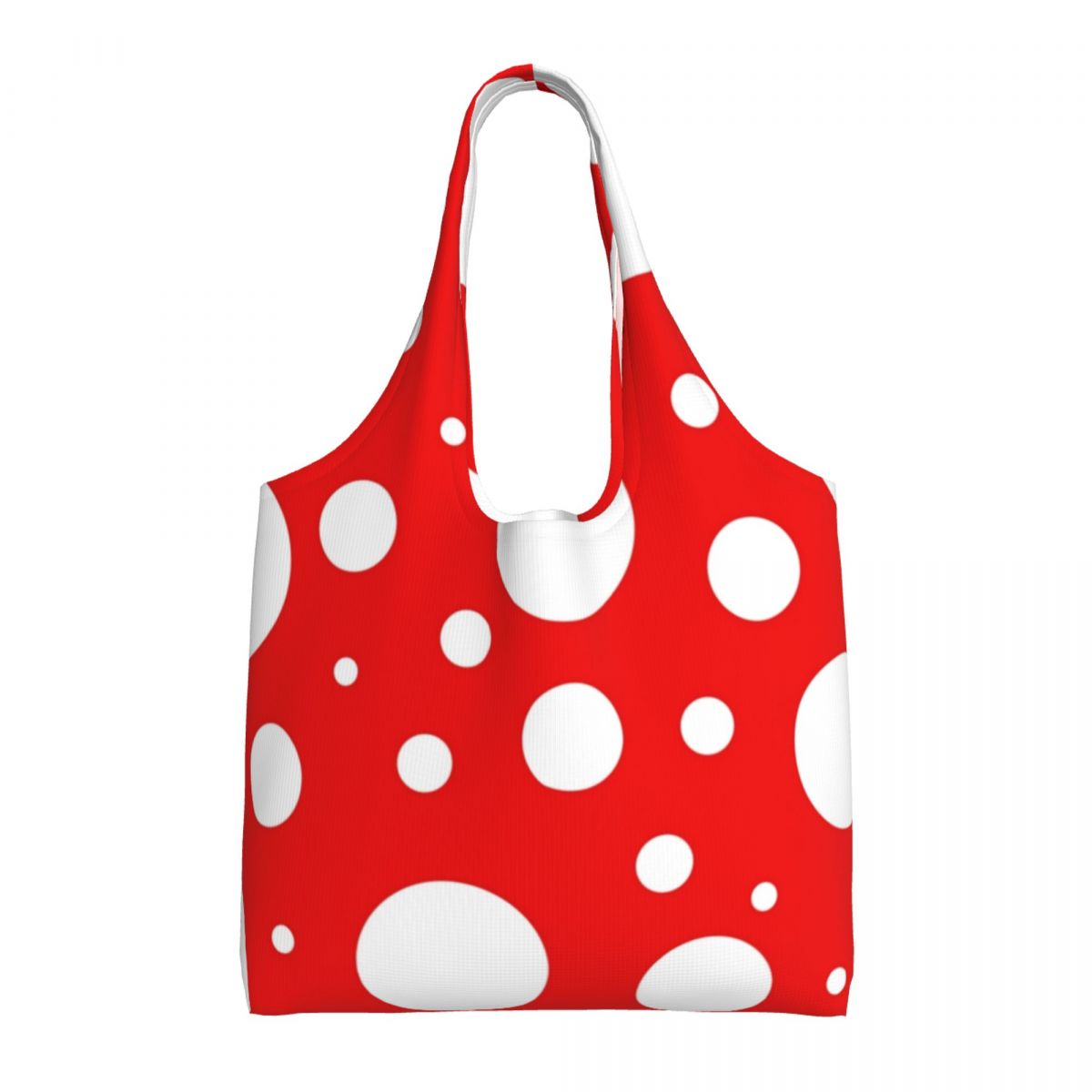 ARED-Sac à provisions à pois blancs, inspiré de Kusama Yayoi, sac à main de voyage en polyester réutilisable, sacs à la mode pour étudiants 1