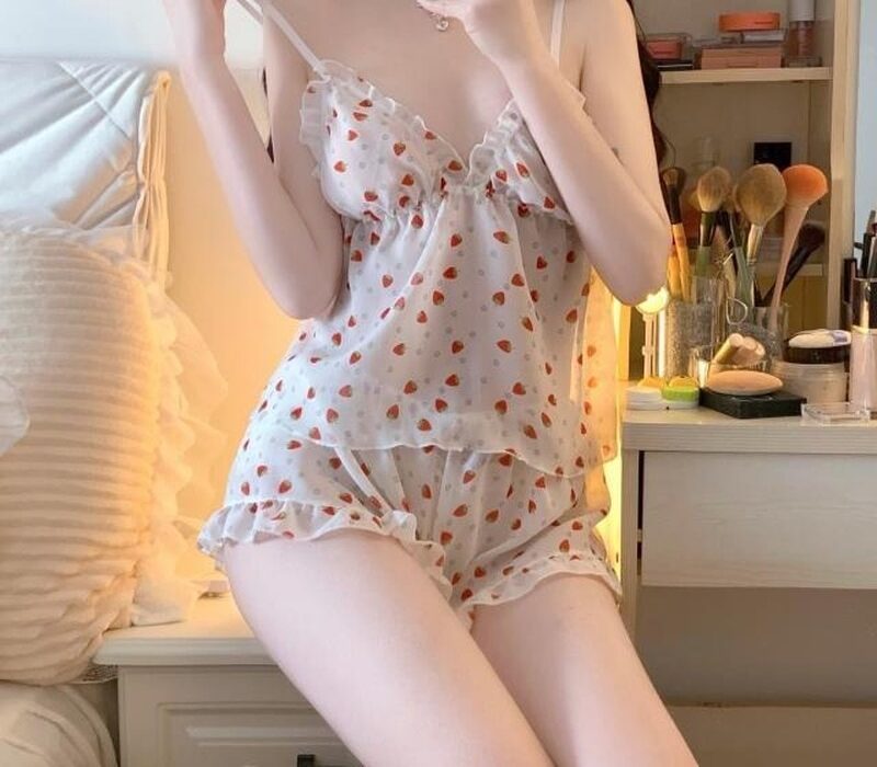 Pyjama Imprimé Coeur Femmes Nuit Doux