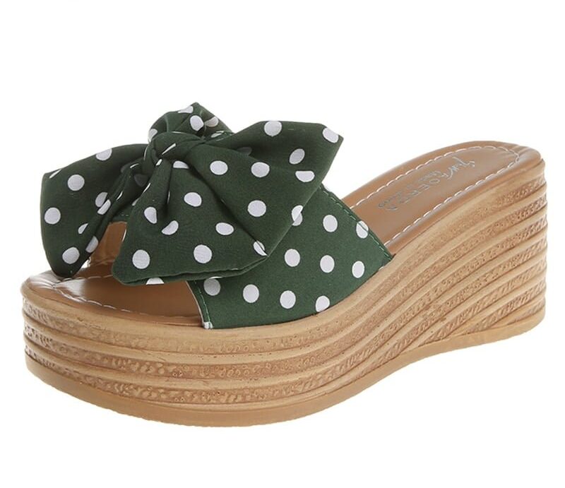 AphFête ta-Pantoufles à Semelle Compensée pour Femme, Chaussures à Nministériels d Papillon, Everg Riband, Polka Dot, Flocon de Neige, Tissu, Flip Flop, Glissière Légère, 7cm 1