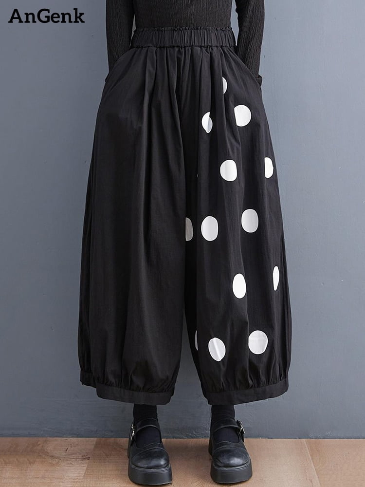 Pantalon Noir Vintage Haute Femme Décontracté