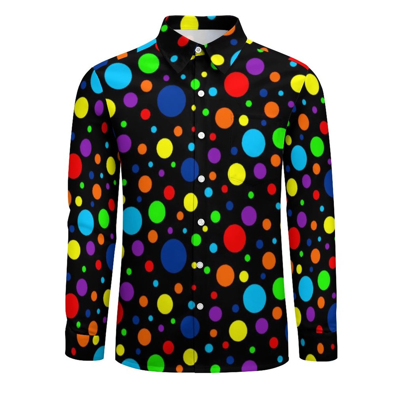 Chemise Décontractée à Manches sulfpour Homme, Imprimé à Pois, Couleur Arc-en-ciel, Style de Rue, Chemisiers de Printemps, Vêtements Personnalisés 2