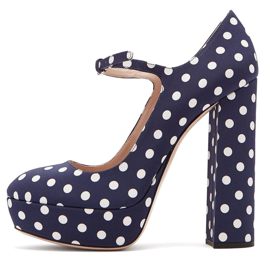 Escarpins à plateforme et talons hauts pour femmes, chaussures de soirée Mary Janes à bout rond, grande taille, à la mode, 10-CHC-11 3
