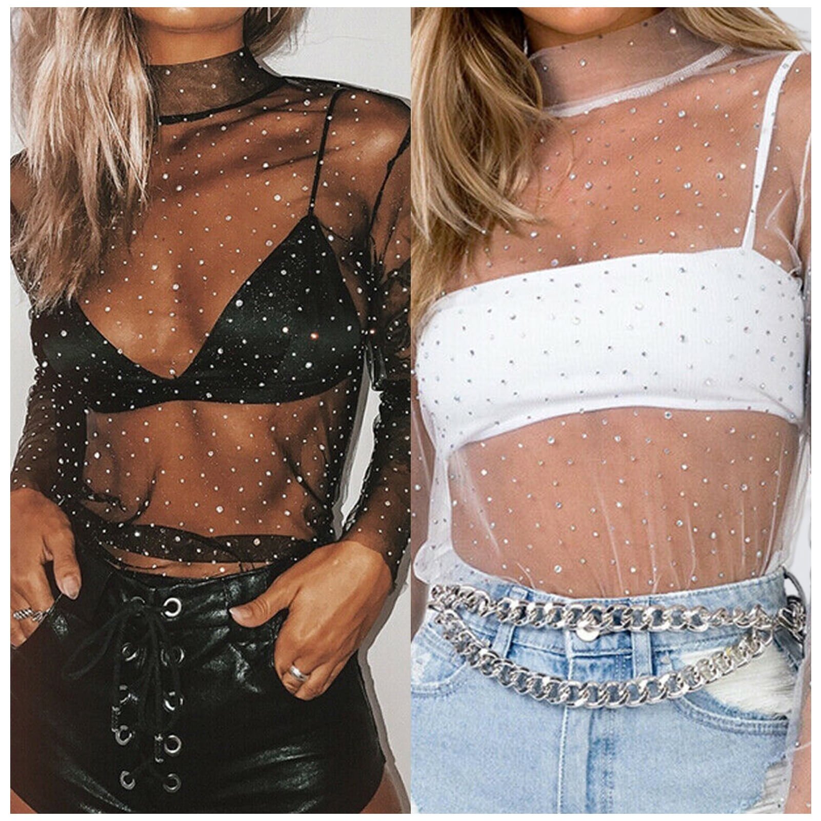 T-Shirt Col Roulé Paillettes Filles