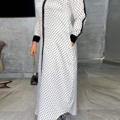 VONDA – Robe longue en Satin à pois pour femme, style bohème, manches longues, col rond, collection automne 2022, 5XL 1