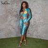 Soefdioo-Robe Mi-Longue à Pois pour Femme, Tenue Hipster Sexy, Col Rond, Fermeture Éclair, Manches sulf, Slim, 2023 1
