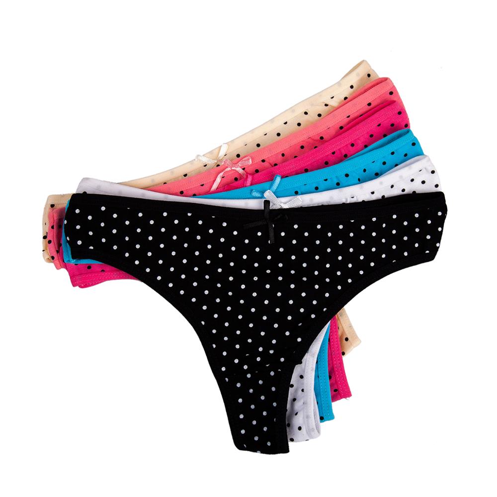 String sexy en coton pour femmes et filles, culottes imprimées Jules Kawaii, sous-vêtements à pois mignons, vente en gros, livraison gratuite, ensemble de 5 pièces 1