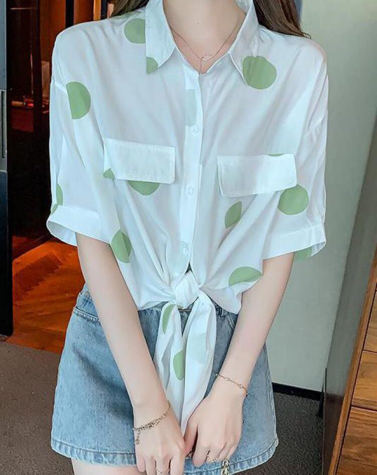Chemise Manches Courtes Pois Femmes