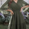 Robe mi-longue en mousseline de soie à pois pour femmes, col en V, manches mi-longues, à volants, couleur unie, streetwear, mode, été 1