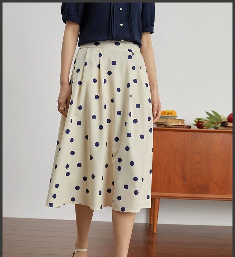 DUSHU Jupe Trapèze Longue Rétro Femme