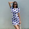 Robe fourreau à manches courtes pour femmes, col rond, imprimé à pois, sexy, mini club, décontracté, élégant, mince, été 1