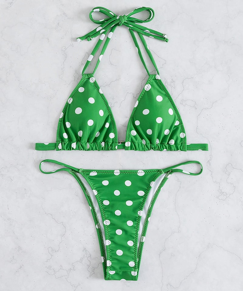 Bikini Triangle pour femmes, maillot de bain deux pièces, Push-Up, à pois, Sexy, été, 2023 2