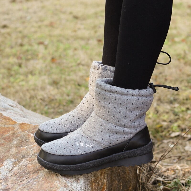 Bottes de neige à pois pour femme, chaussures à tube court plates, nouvelle mode coréenne, tendance, hiver 2
