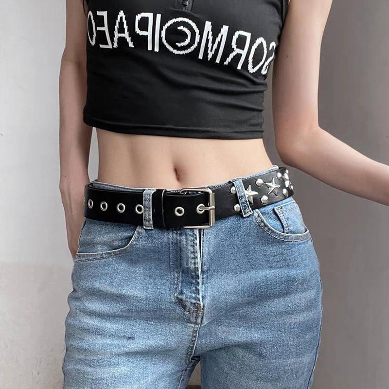 Ceinture en similicuir Y2K Star Punk pour femmes et hommes, broche en alliage, sangle de taille, designer féminin, surintendant, ceinture décorative 2