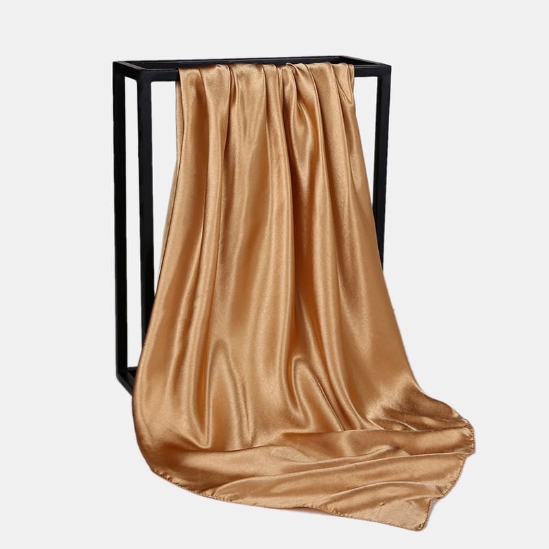HUISHI-Foulard Hijab en Satin de Couleur Unie pour Femme, Châle Carré de 90cm pour Cheveux 2
