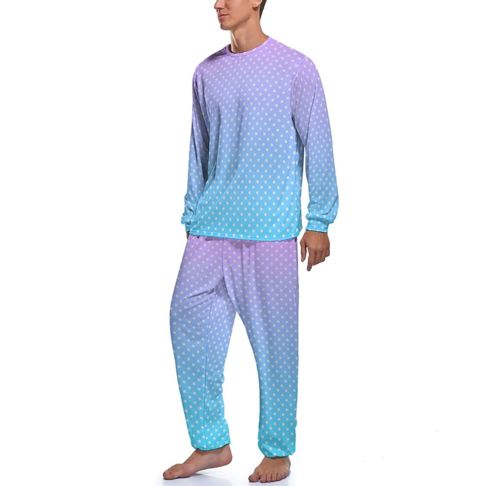 Pyjama imprimé à pois pour hommes, nickel é pastel, manches longues, ensembles de pyjama Kawaii, maison, modèle 03, cadeau trempé pour la maison, urgence, 2 pièces 2