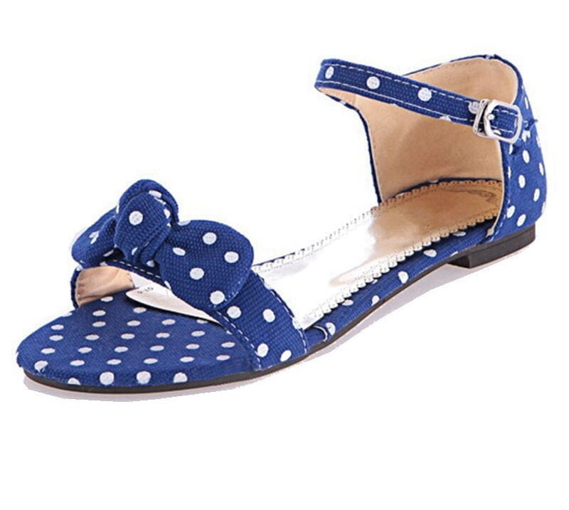 REAVE AY-Sandales à pois pour femmes, grande taille 34-43, doux, nœud, chaussures transparentes, sandales d'été plates 2