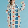 Imakokoni – robe à manches longues, design original, col rond, pull, pois, longueur moyenne, décontracté, bleu, ample, 234020 1